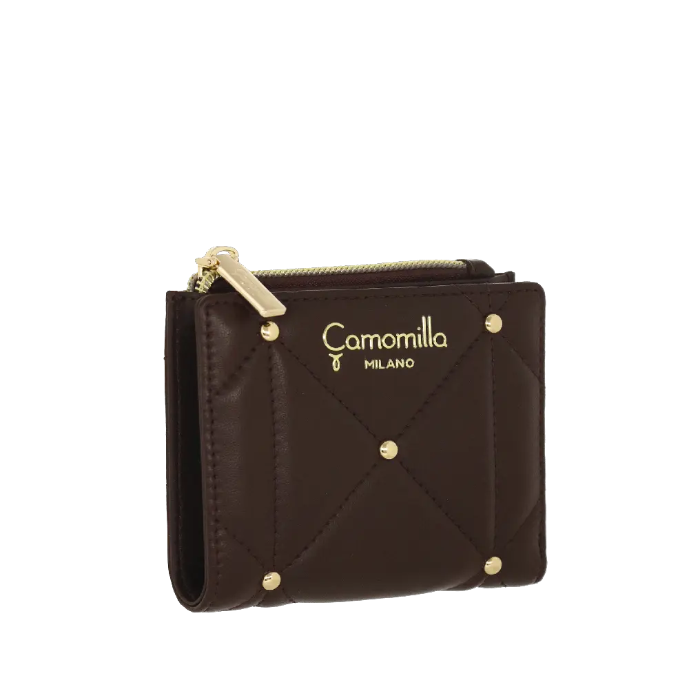 Camomilla Milano | Portafoglio S Slim Sweet Studs Marrone Scuro | Ecopelle Trapuntata