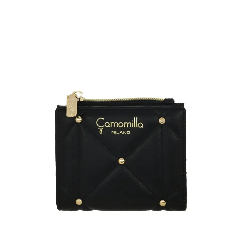 Camomilla Milano | Portafoglio S Slim Sweet Studs Nero | Ecopelle Trapuntata con Borchie