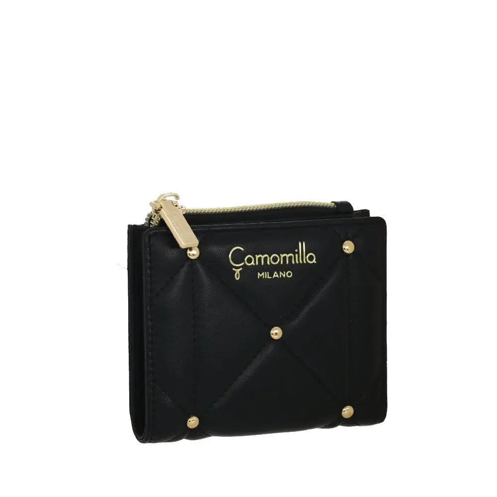 Camomilla Milano | Portafoglio S Slim Sweet Studs Nero | Ecopelle Trapuntata con Borchie