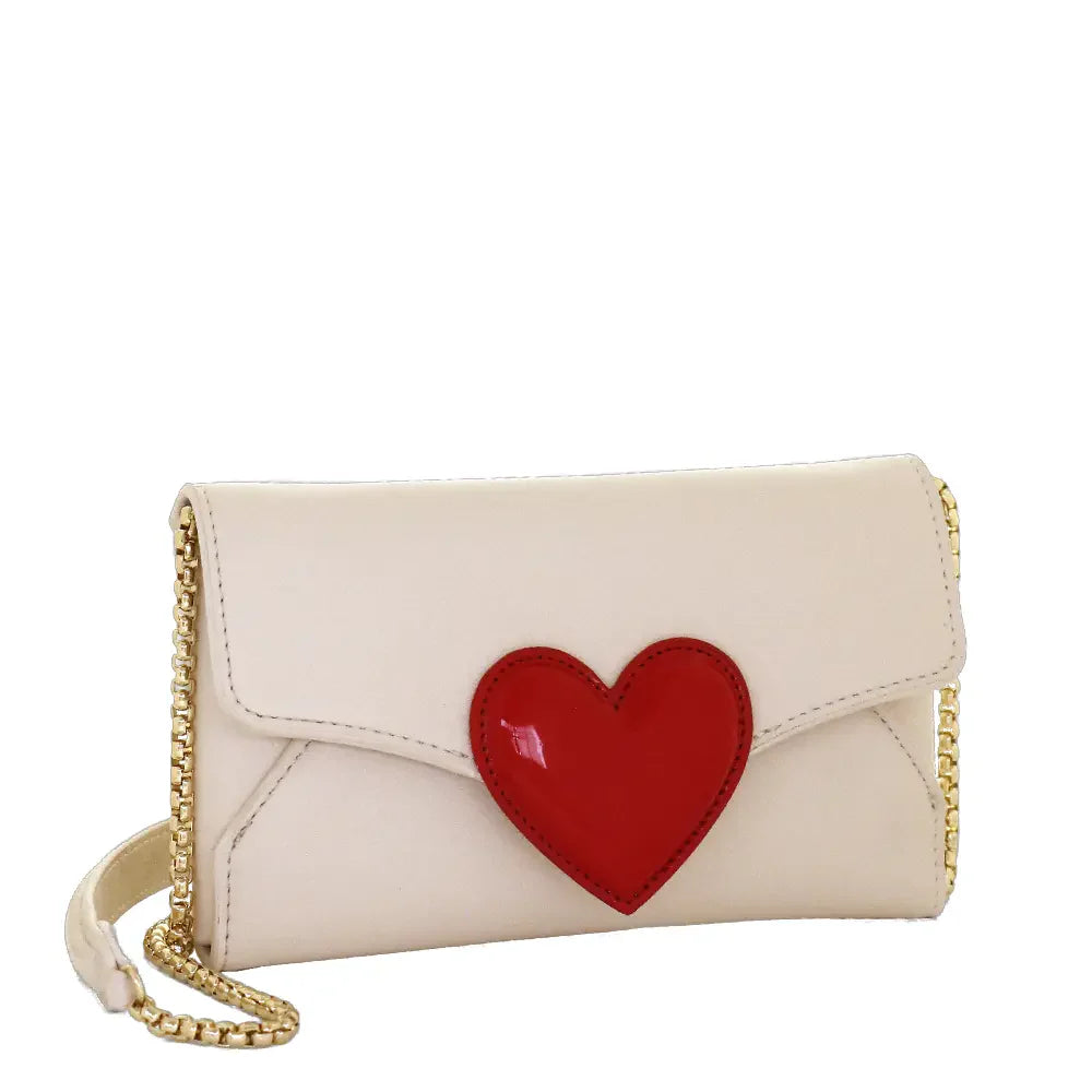 Camomilla Milano | Tracollina Love Bag Bianco | Camera Bag con Cuore in Vernice