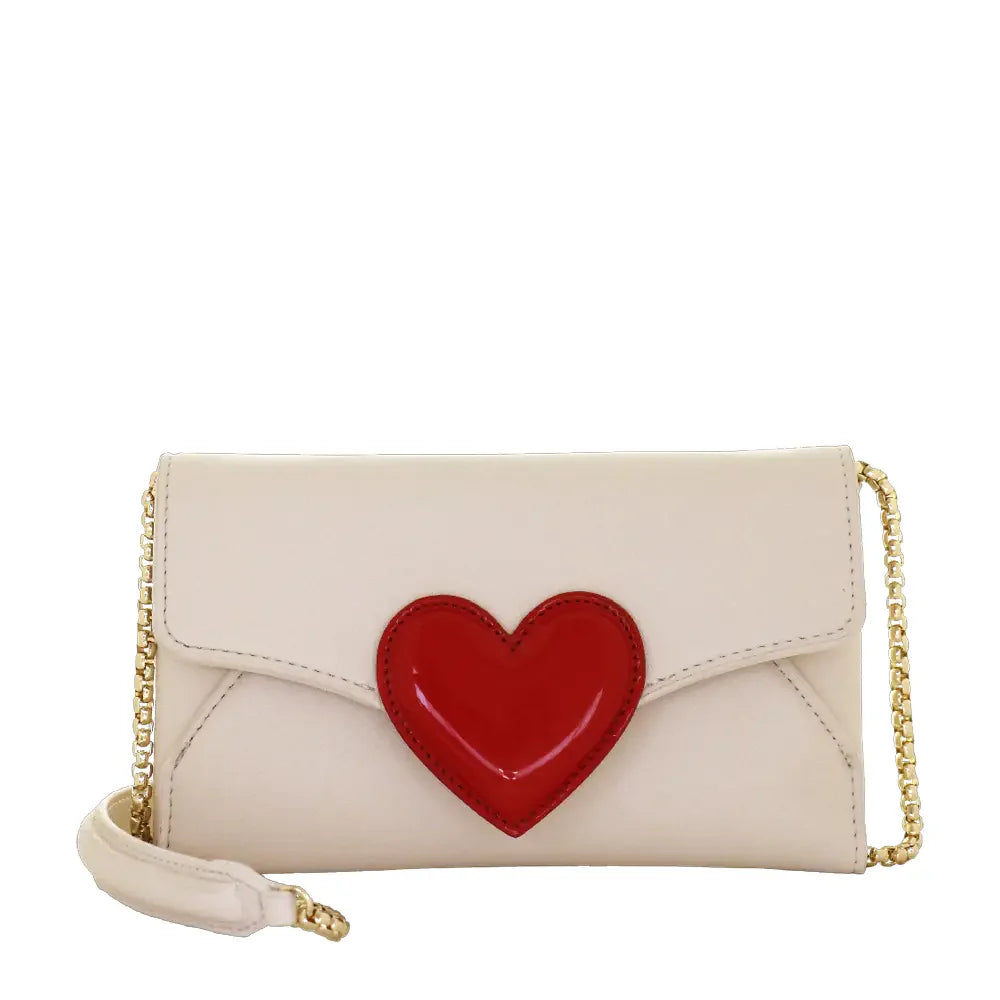 Camomilla Milano | Tracollina Love Bag Bianco | Camera Bag con Cuore in Vernice