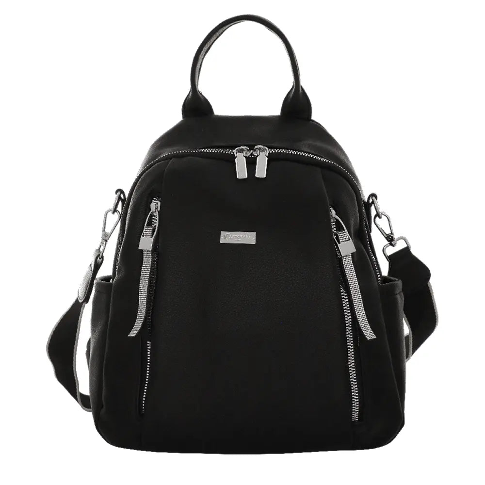 Camomilla Milano | Zaino Casual Frizzy Nero | Zainetto Glamour con Dettagli Brillanti