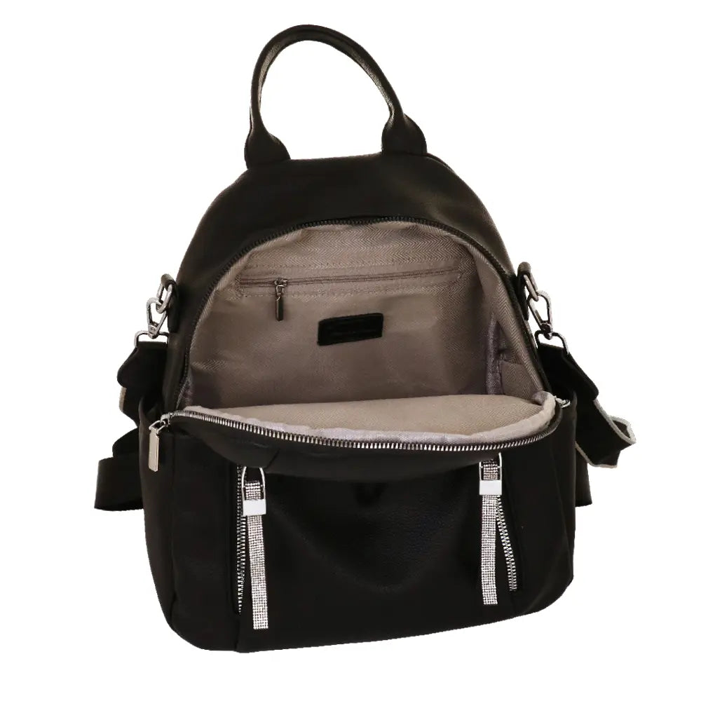 Camomilla Milano | Zaino Casual Frizzy Nero | Zainetto Glamour con Dettagli Brillanti