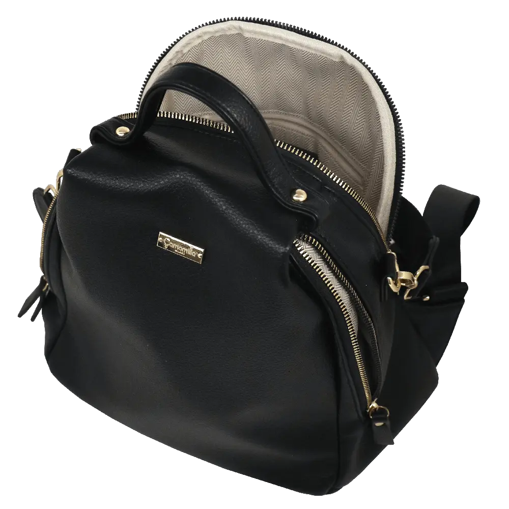 Camomilla Milano | Zaino Chic Frizzy Nero | Zainetto con Chiusura a Cuore
