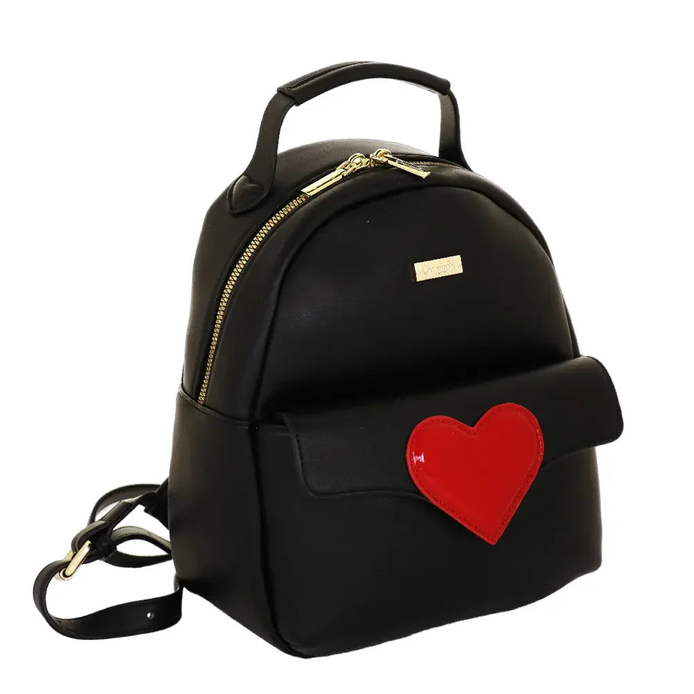 Camomilla Milano | Zaino Love Bag Nero | Zainetto con Cuore in Vernice