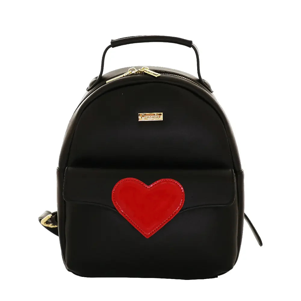 Camomilla Milano | Zaino Love Bag Nero | Zainetto con Cuore in Vernice