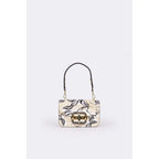 Borsa con Patta It Leaf in Vitello Stampa Jungle Bianco e Nero | Cromia