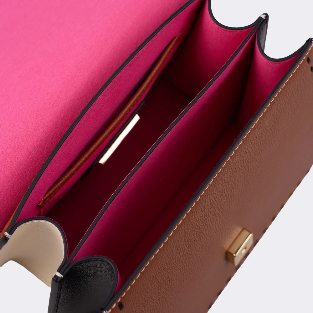 Borsa a Mano Oasi Hexa in Vitello Liscio Caramello | Cromia