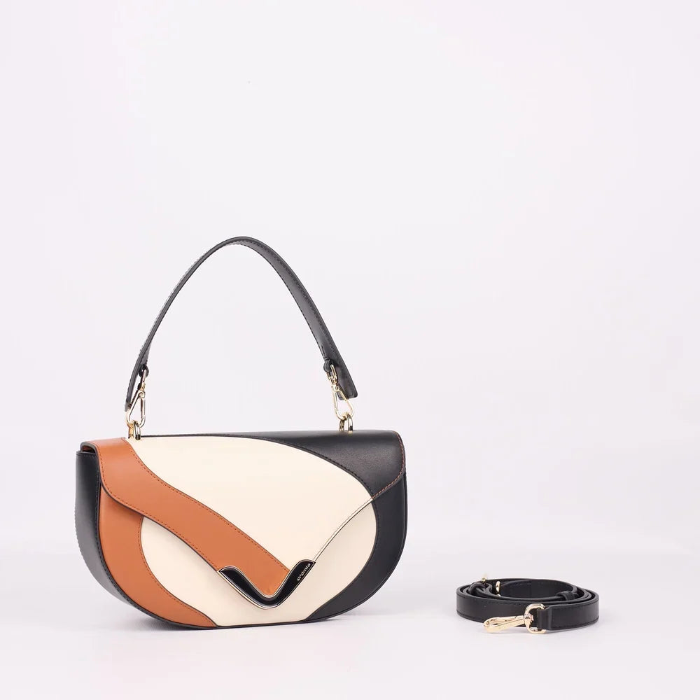 Borsa a Mano Sibella in Pelle Liscia Caramello | Cromia