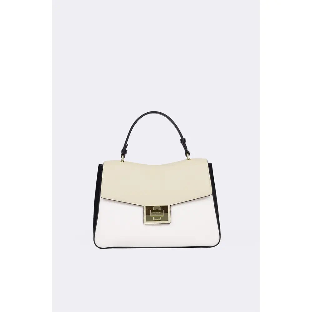 Borsa a Mano con Patta Tess in Vitello Bianco e Nero | Cromia