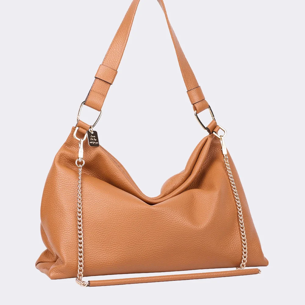 Borsa a Tracolla The Bag Sun in Pelle Caramello | Cromia