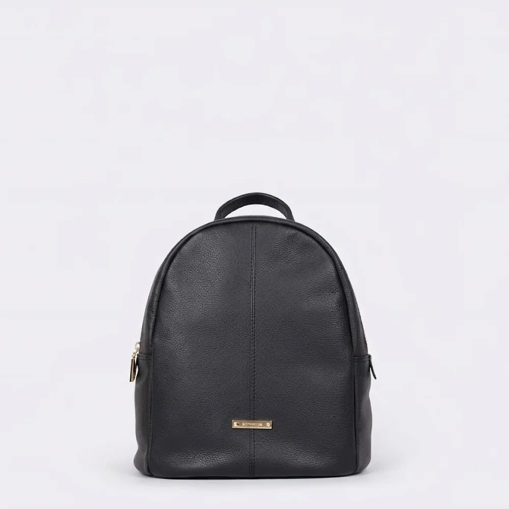 Zaino Flavie in Pelle Liscia Nera Con Logo | Cromia