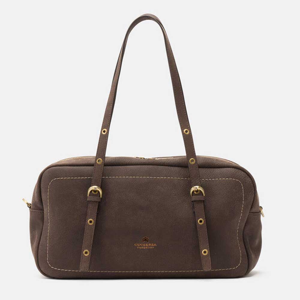 Cuoieria Fiorentina | Borsa Duffle Eva in Nabuk Grande | Cioccolata
