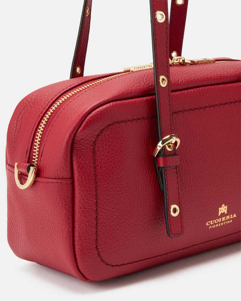 Cuoieria Fiorentina | Borsa Duffle Eva in Pelle Bottalata | Ciliegia
