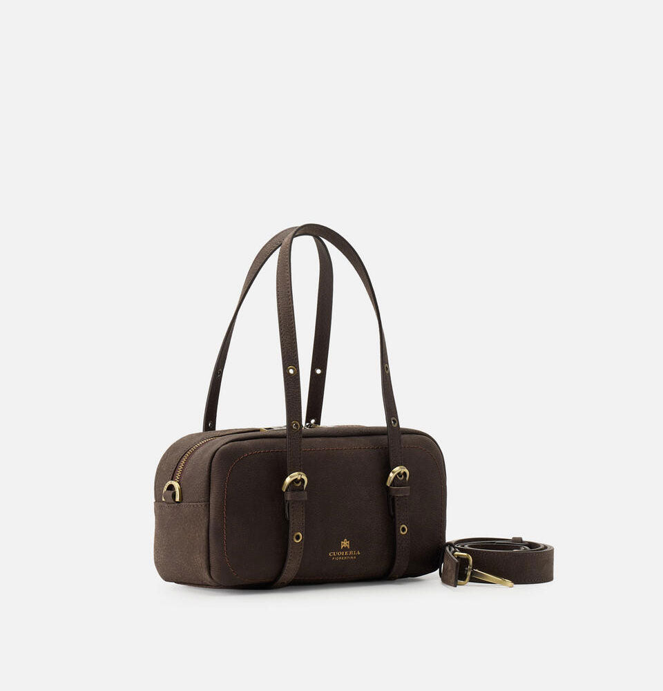 Cuoieria Fiorentina | Borsa Duffle Eva in Nabuk Grande | Cioccolata