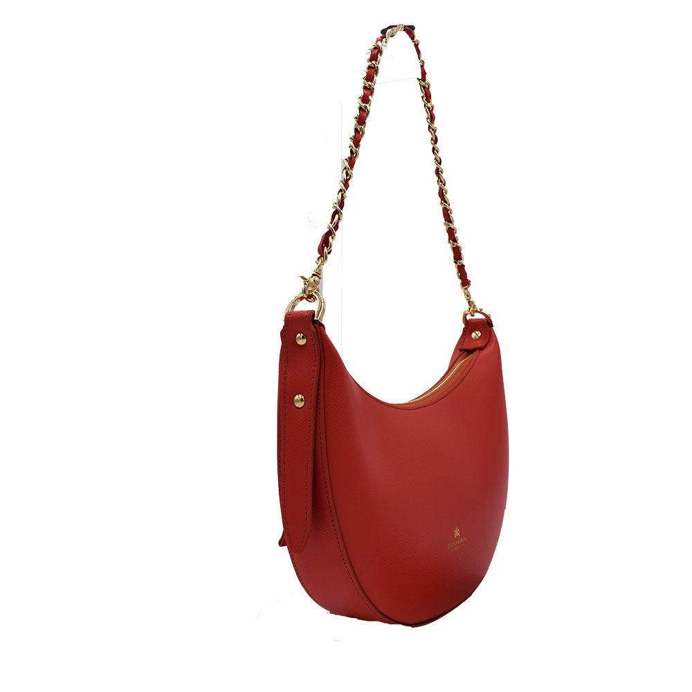 Cuoieria Fiorentina Borsa a Spalla Eva Hobo Small Corallo