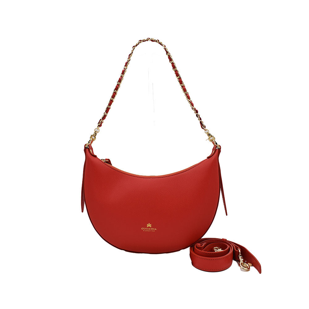 Cuoieria Fiorentina Borsa a Spalla Eva Hobo Small Corallo