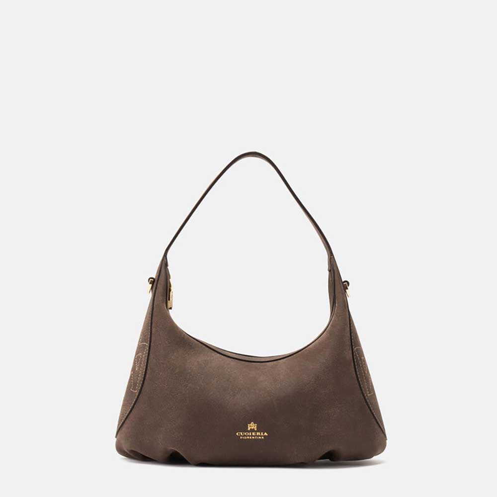 Cuoieria Fiorentina | Borsa Hobo Piccola in Nabuk | Cioccolato