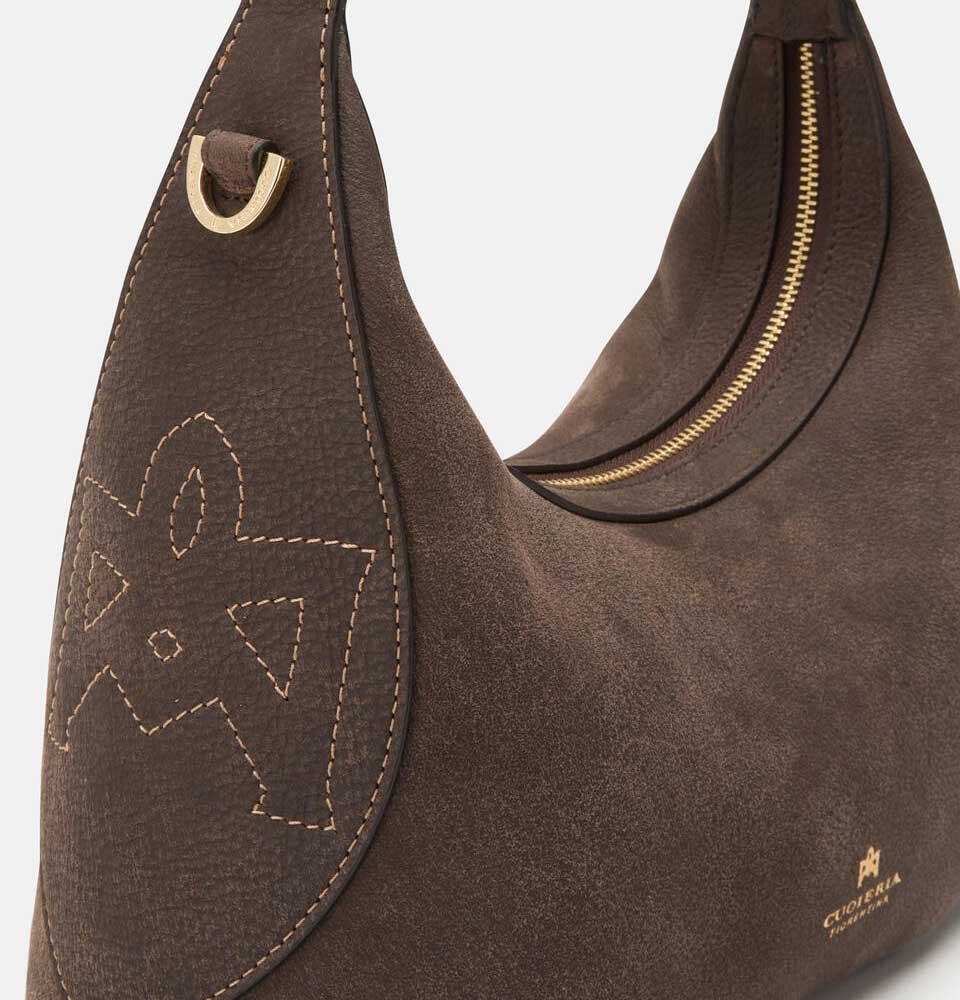 Cuoieria Fiorentina | Borsa Hobo Piccola in Nabuk | Cioccolato