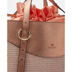 Cuoieria Fiorentina | Shopper Grande Amber in Raffia e Pelle | Pesca