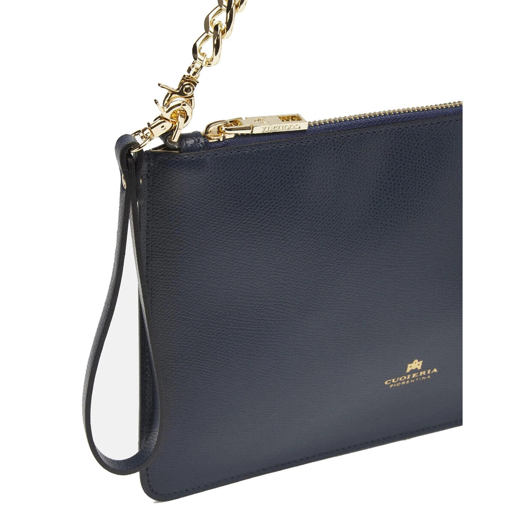 Cuoieria Fiorentina | Borsa A Spalla e Pochette Bella In Pelle Palmellata | Navy