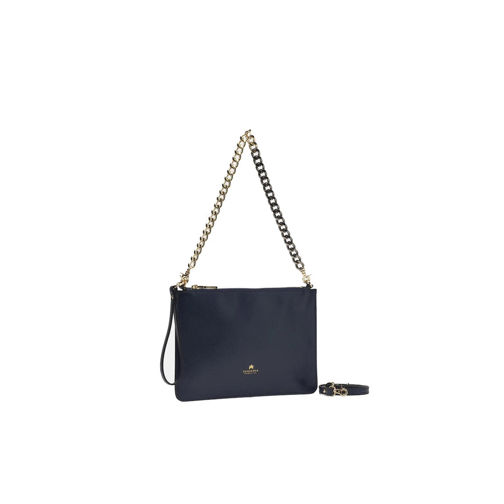 Cuoieria Fiorentina | Borsa A Spalla e Pochette Bella In Pelle Palmellata | Navy