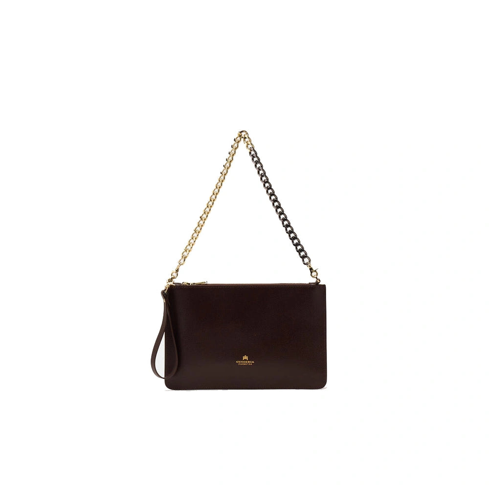 Cuoieria Fiorentina | Borsa A Spalla E Pochette Bella In Pelle Palmellata | Testa Di Moro