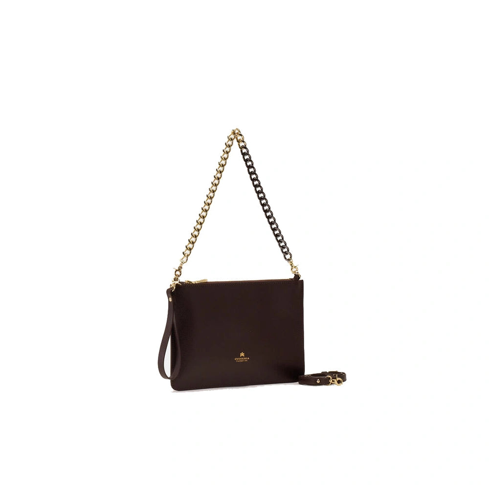 Cuoieria Fiorentina | Borsa A Spalla E Pochette Bella In Pelle Palmellata | Testa Di Moro