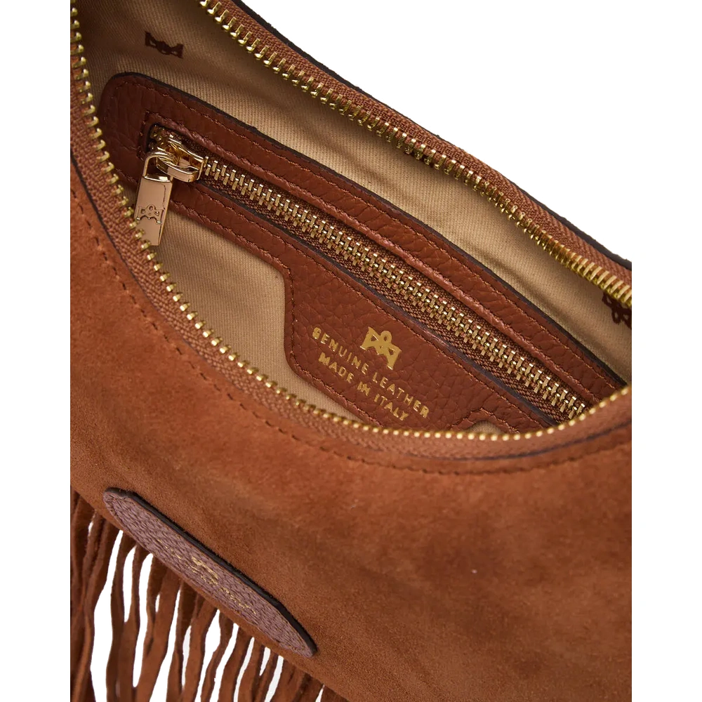 Cuoieria Fiorentina | Borsa Hobo Piccola Sienna Con Frange In Pelle | Caramel