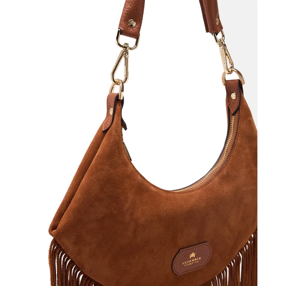 Cuoieria Fiorentina | Borsa Hobo Piccola Sienna Con Frange In Pelle | Caramel