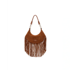 Cuoieria Fiorentina | Borsa Hobo Piccola Sienna Con Frange In Pelle | Caramel