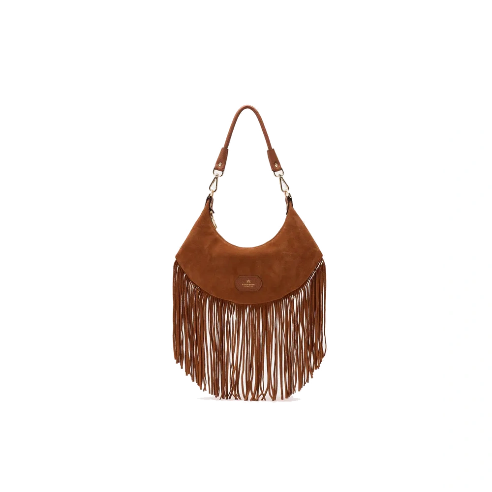 Cuoieria Fiorentina | Borsa Hobo Piccola Sienna Con Frange In Pelle | Caramel
