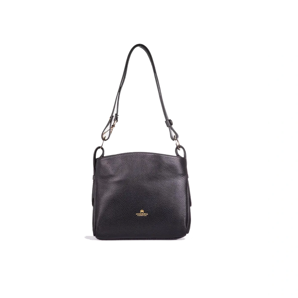Cuoieria Fiorentina | Borsa Hobo Piccola Velvet In Pelle Bottalata | Nero