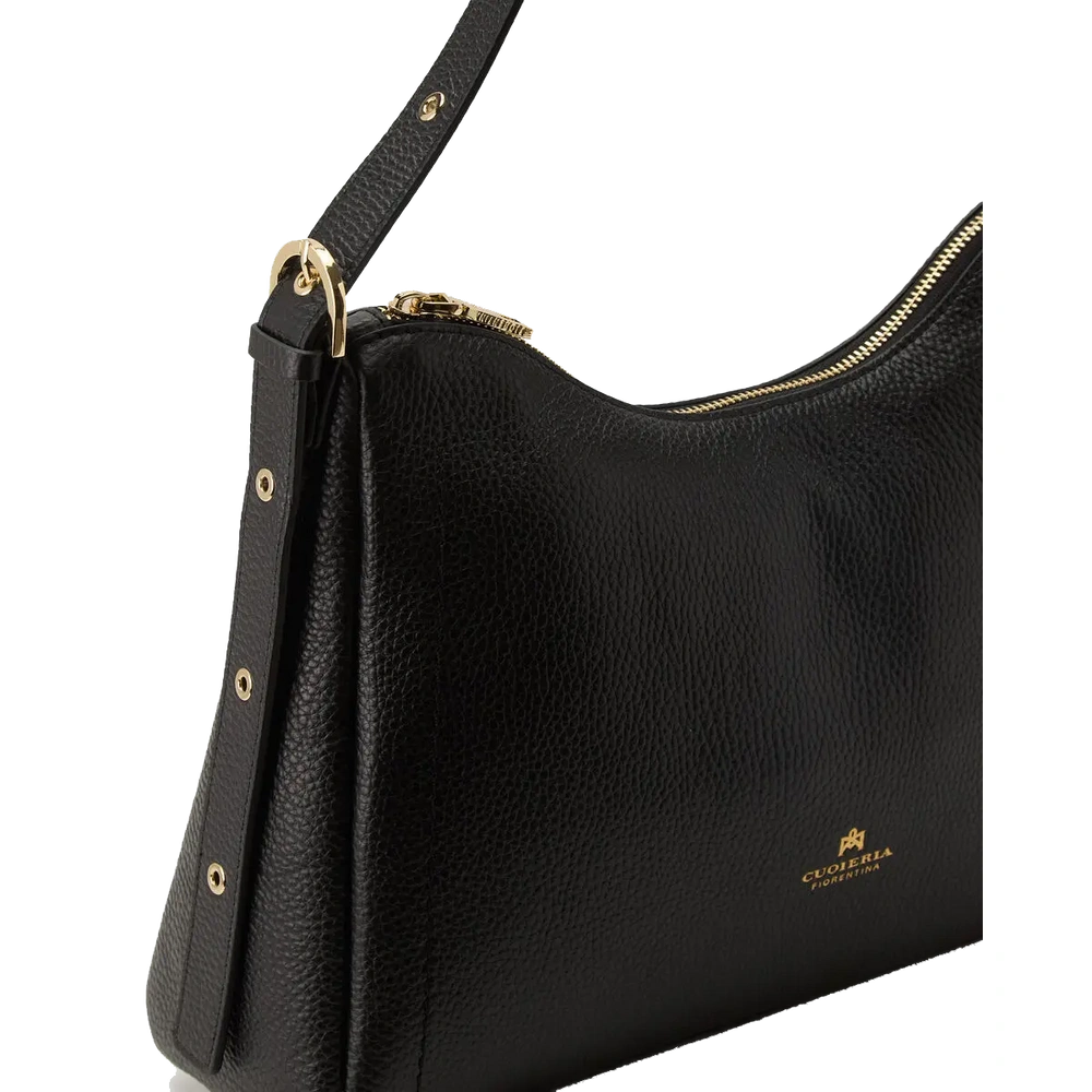 Cuoieria Fiorentina | Borsa Hobo Squadrata Eva In Pelle Bottalata | Nero