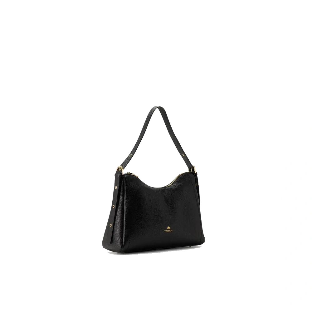 Cuoieria Fiorentina | Borsa Hobo Squadrata Eva In Pelle Bottalata | Nero