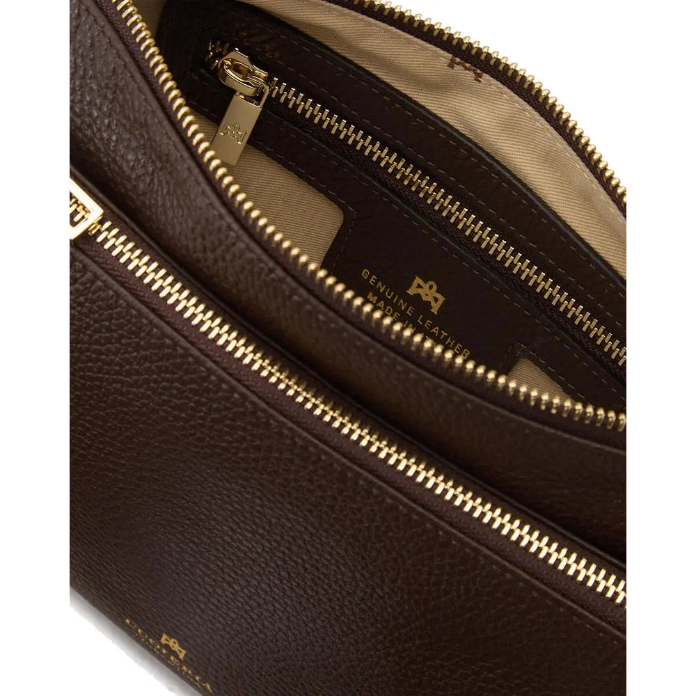 Cuoieria Fiorentina | Borsa A Tracolla Double Pouch Velvet In Pelle Bottalata | Cioccolato
