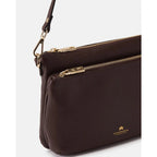 Cuoieria Fiorentina | Borsa A Tracolla Double Pouch Velvet In Pelle Bottalata | Cioccolato