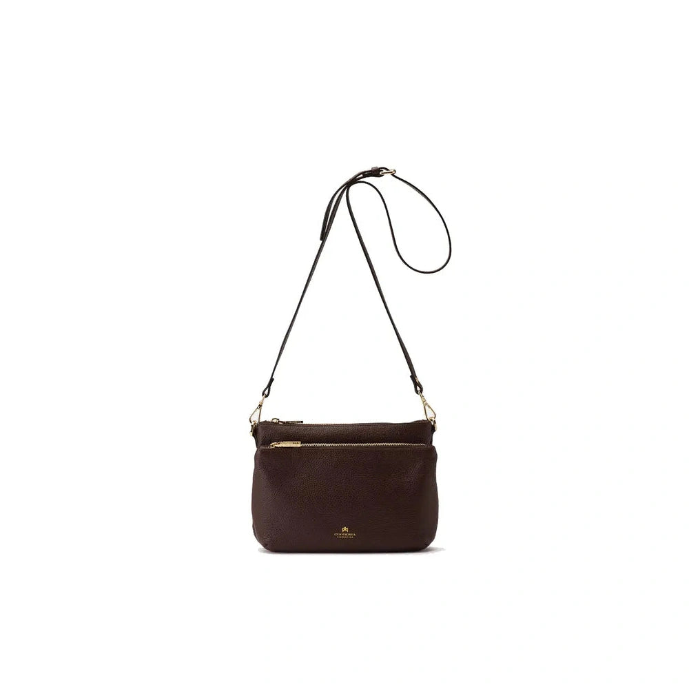 Cuoieria Fiorentina | Borsa A Tracolla Double Pouch Velvet In Pelle Bottalata | Cioccolato