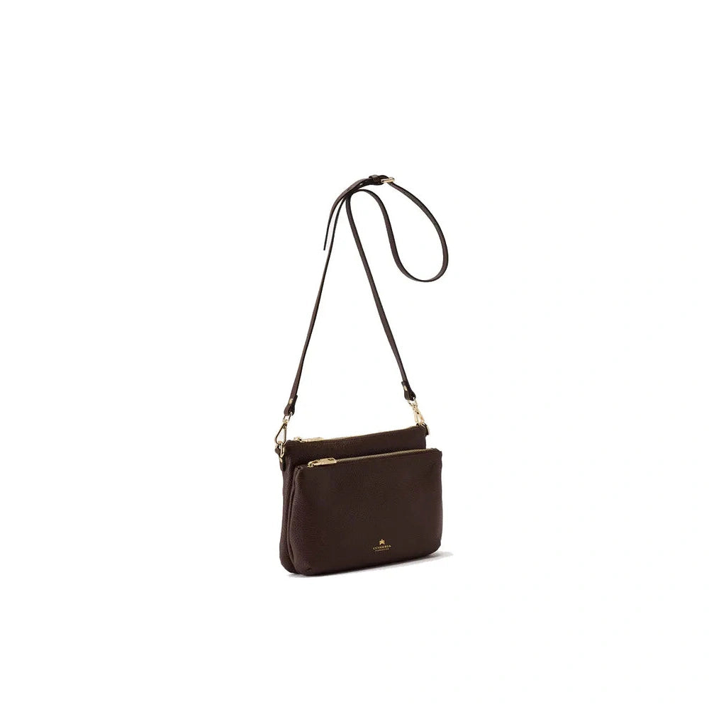 Cuoieria Fiorentina | Borsa A Tracolla Double Pouch Velvet In Pelle Bottalata | Cioccolato