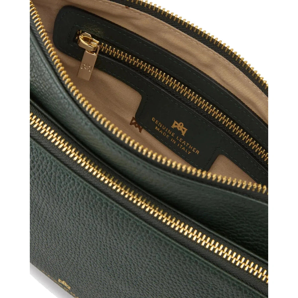 Cuoieria Fiorentina | Borsa A Tracolla Double Pouch Velvet In Pelle Bottalata | Muschio