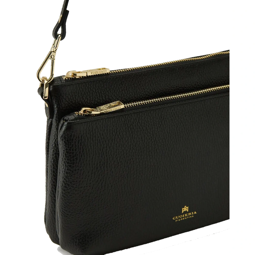 Cuoieria Fiorentina | Borsa A Tracolla Double Pouch Velvet In Pelle Bottalata | Nero