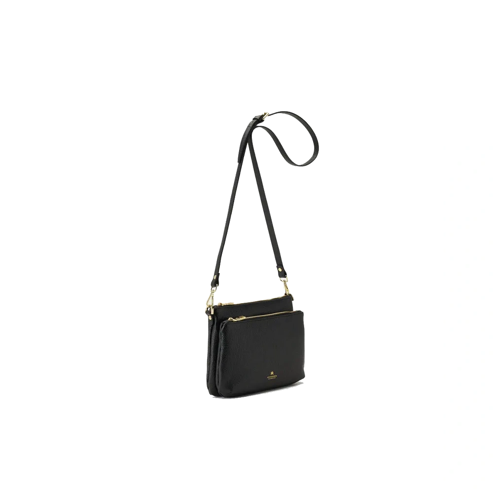 Cuoieria Fiorentina | Borsa A Tracolla Double Pouch Velvet In Pelle Bottalata | Nero