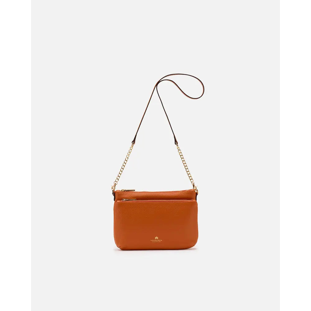 Cuoieria Fiorentina | Double Pouch Velvet In Vera Pelle Bottalata | Arancio Made In Italy