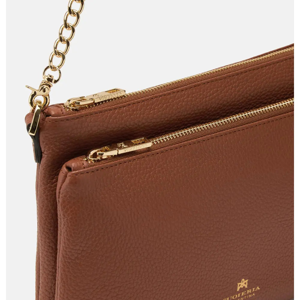 Cuoieria Fiorentina | Double Pouch Velvet in Pelle Bottalata | Caramello