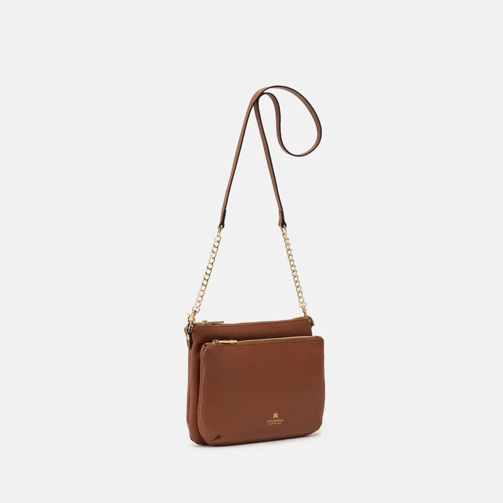 Cuoieria Fiorentina | Double Pouch Velvet in Pelle Bottalata | Caramello