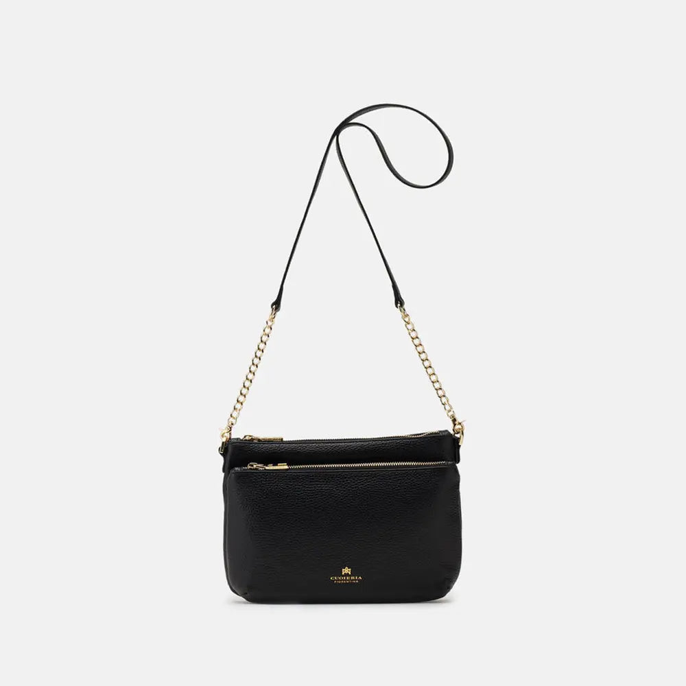 Cuoieria Fiorentina | Double Pouch Velvet in Pelle Bottalata | Nero