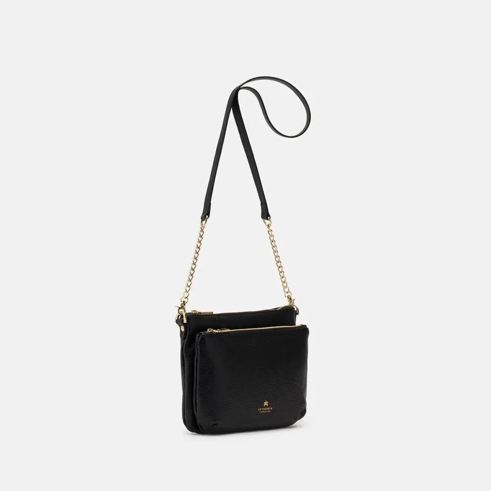 Cuoieria Fiorentina | Double Pouch Velvet in Pelle Bottalata | Nero