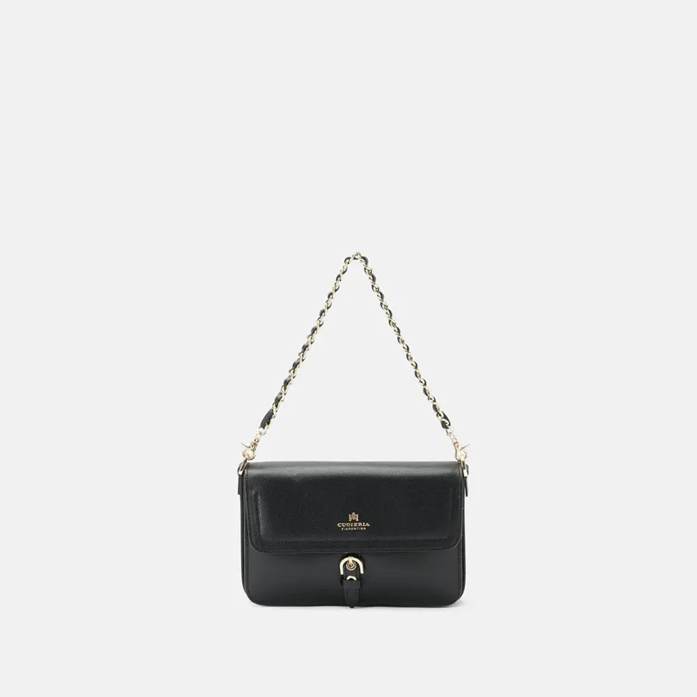 Cuoieria Fiorentina | Flap Bag Eva in Pelle Palmellato | Nero