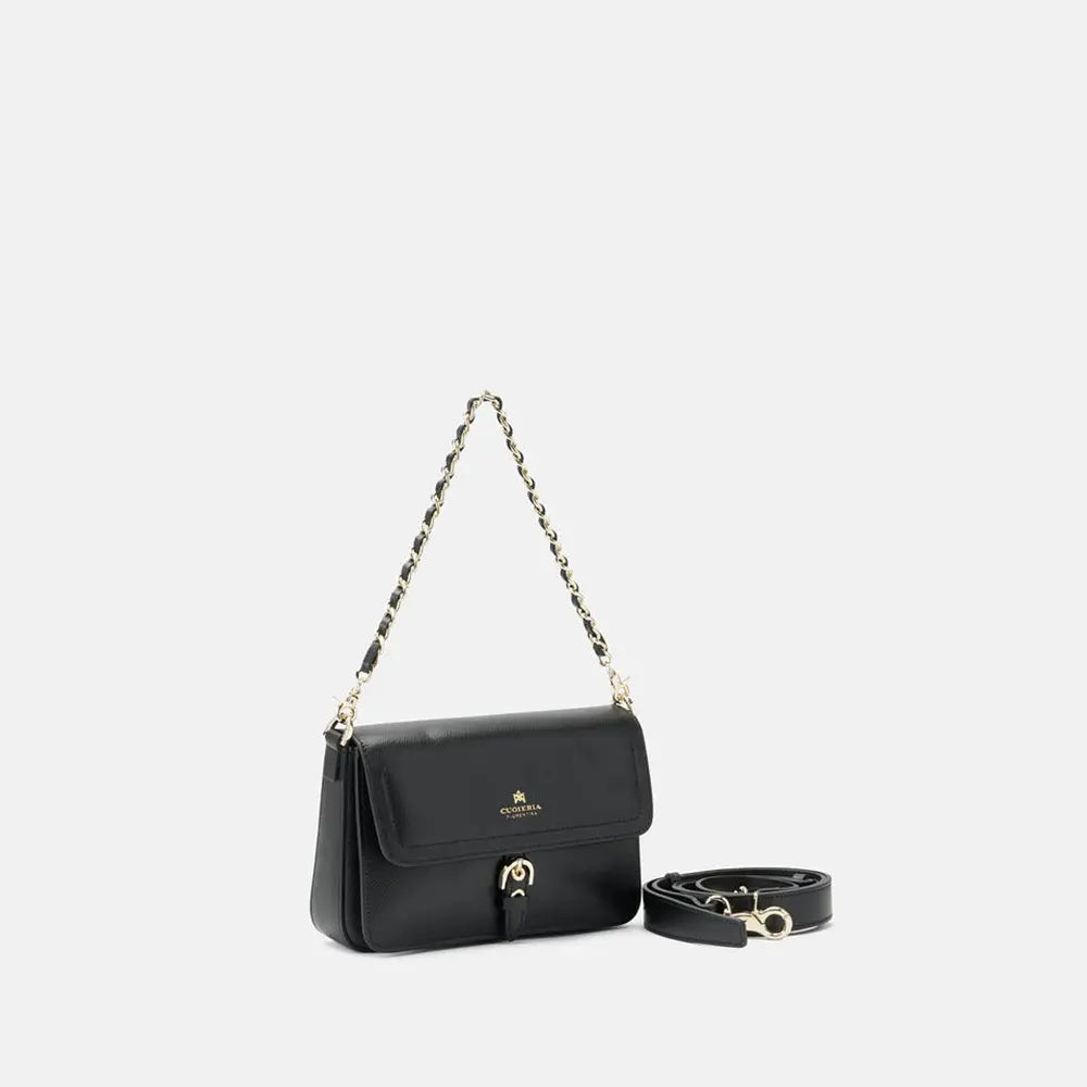 Cuoieria Fiorentina | Flap Bag Eva in Pelle Palmellato | Nero