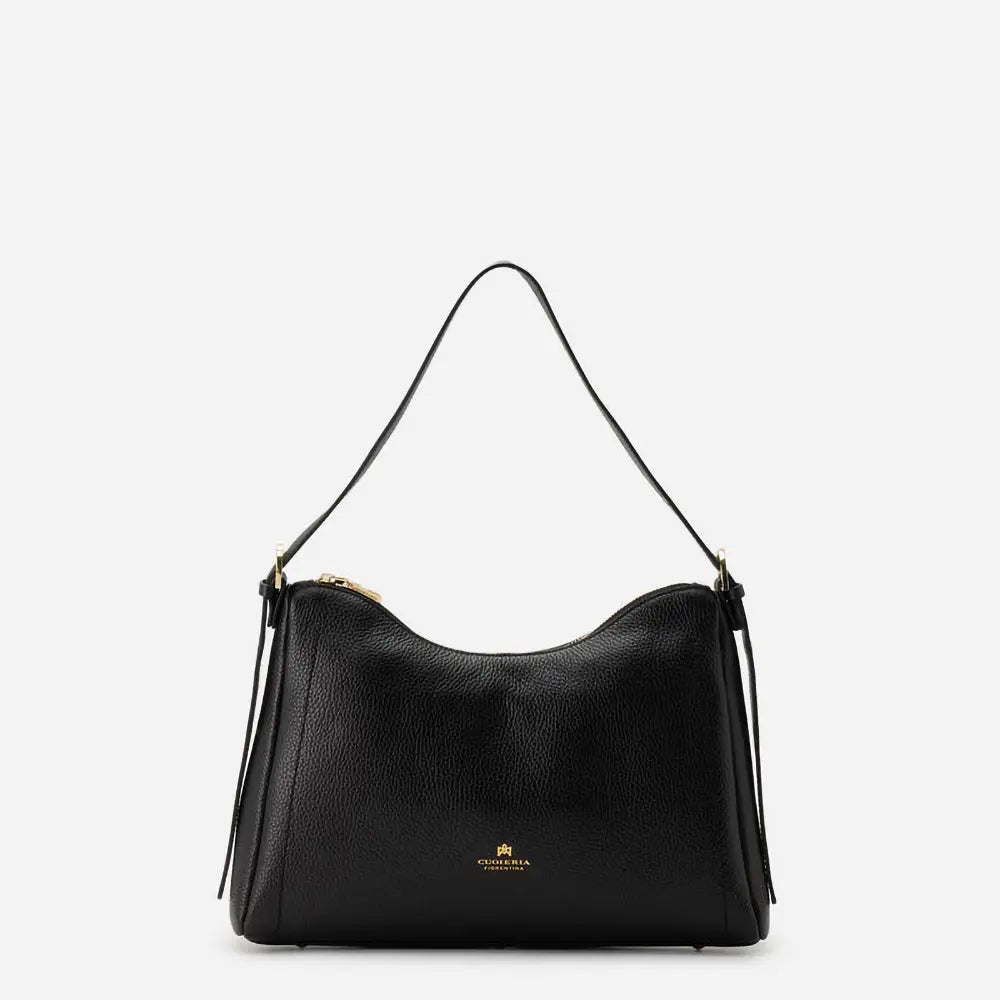 Cuoieria Fiorentina | Hobo Squadrata Eva Soft in Pelle Bottalata | Nero